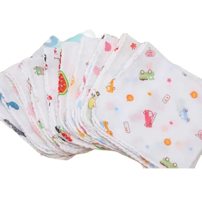 3Pcs/lot Mini Square cartoon printed baby Handkerchiefs Children Pocket 100% Cotton kids Towel For Birthday Party Christmas gift