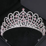 Pink Crystal Tiaras And Crowns Rhinestone Prom Diadem Crown For Women Bridal Wedding Hair Accessories Jewelry Crown Tiara Gift