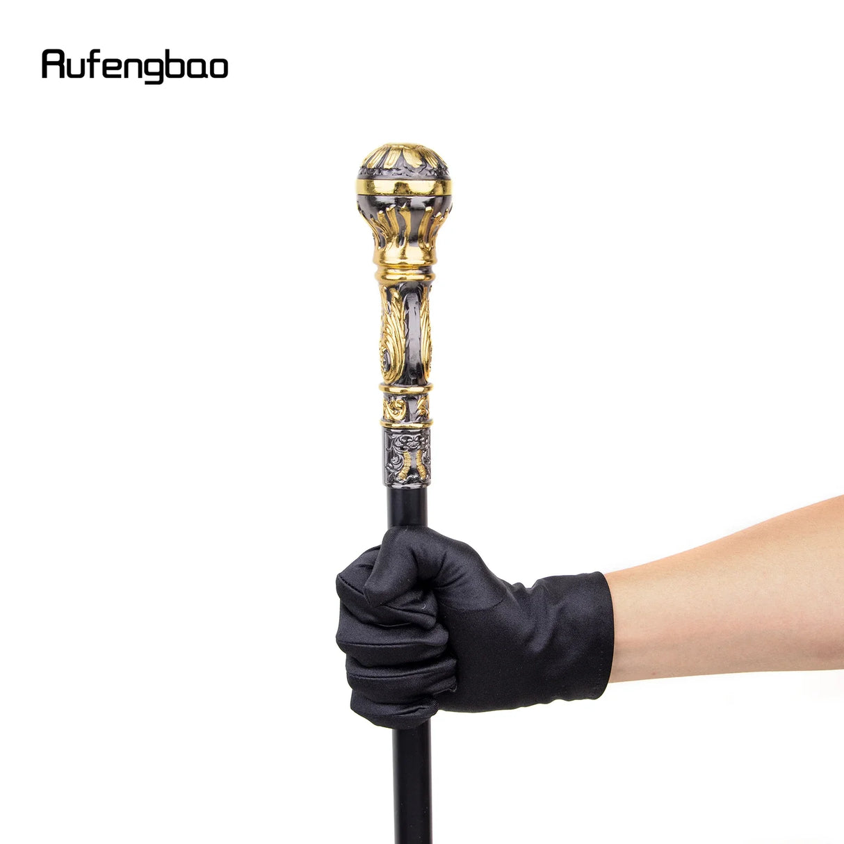 Golden Black Luxury Round Handle Walking Stick with Hidden Plate Self Defense Fashion Cane Plate Cosplay Crosier Stick 93cm