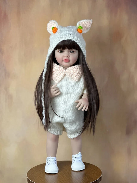 BZDOLL 55CM 22Inch Can Stand Reborn Baby Lifelike Girl Doll Full Soft Silicone Body Princess Toddler Bebe Birthday Gift