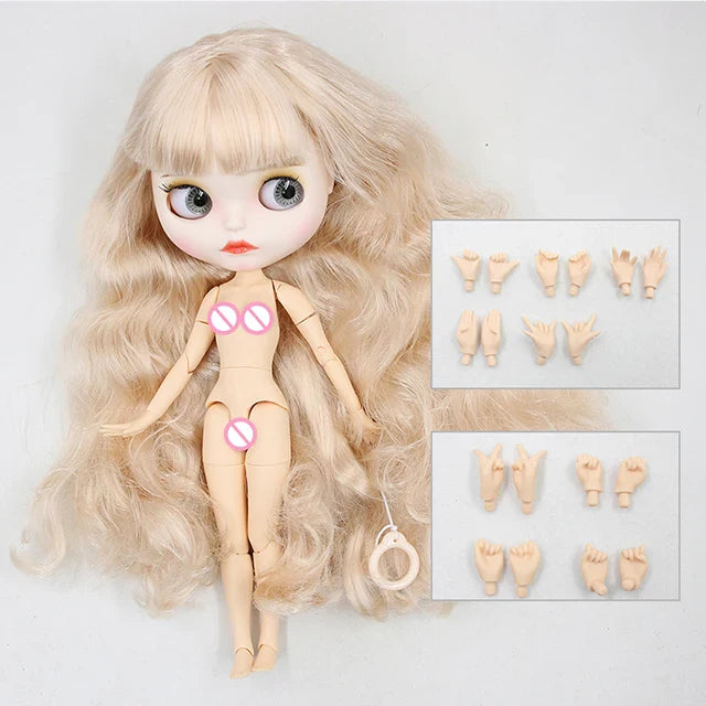 ICY DBS Blyth doll 1/6 bjd joint body white skin matte face nude doll anime toy smiling face doll girls gift