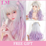 LM Cosplay Wig With Bangs Synthetic Straight Hair 24 Inch Long Heat-Resistant Pink Wig For Women