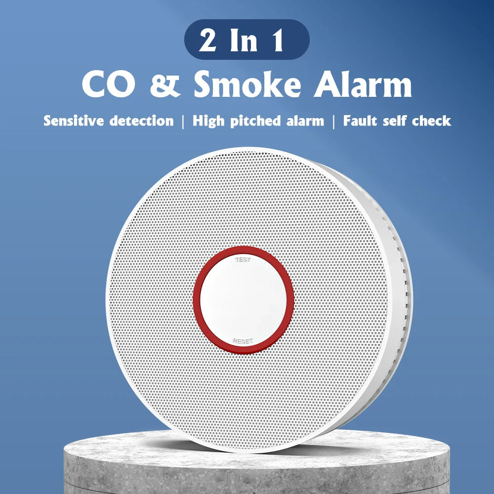 High Sensitive Composite Carbon Monoxide Detector Independent Use Wireless Fire Protection Smoke alarm Sensor for Home Kitchen