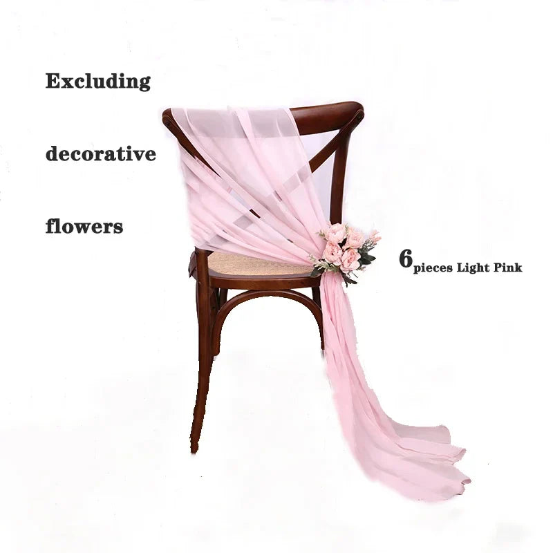 6PCS RUST Chiffon Chair Sashes 30 x 270cm Wedding Aisle Decoration for Weddings Christmas Baby Shower Birthday Party Decorations