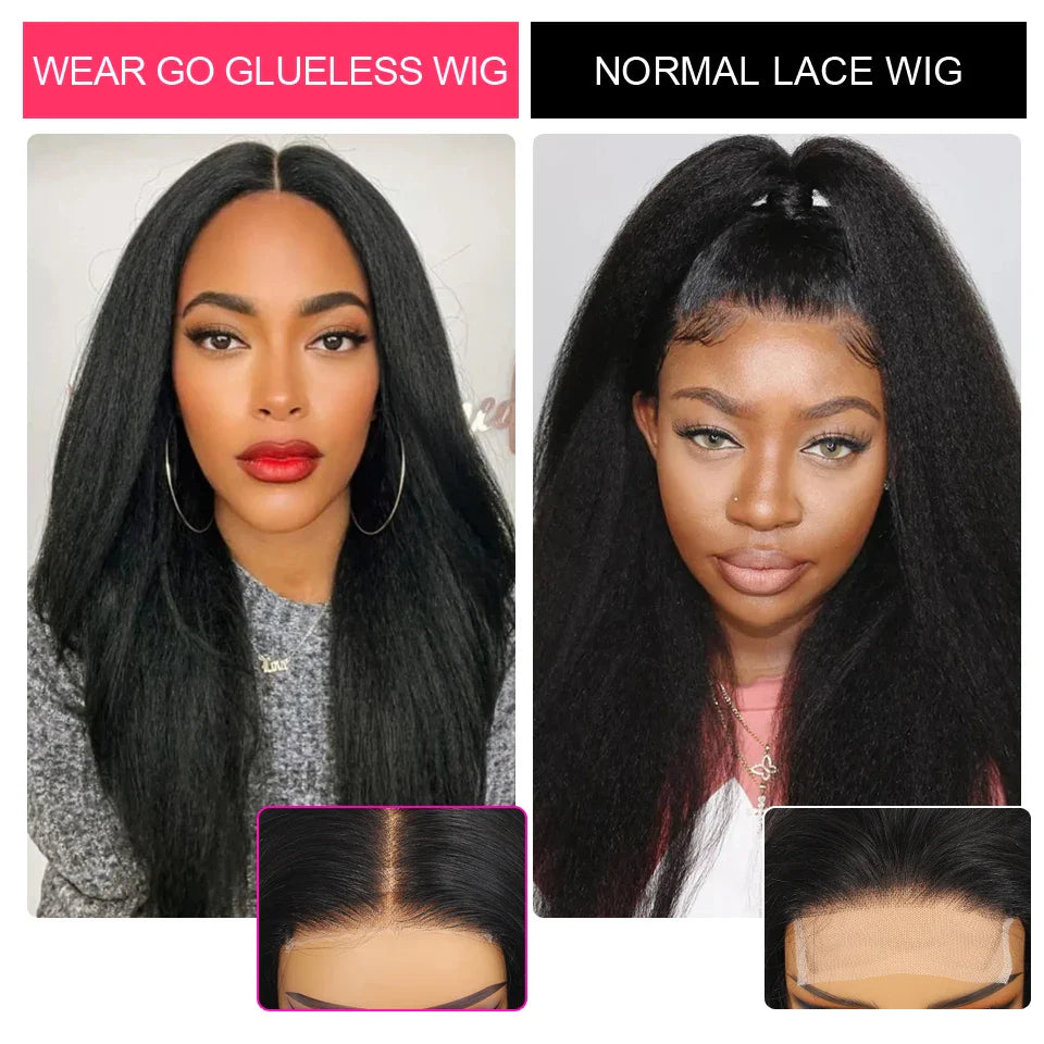 Glueless Wigs Kinky Straight 13x4 Lace Front Human Hair Wigs HD 13x6 Frontal Wig Yaki 5x5 Glueless Wig Human Hair Ready To Wear