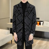 2023 High-end Feel Men Fashion Handsome All Woolen Coat Suit Collar Long Trench Coat Woolen Coat Thick Casual  Winter Jacket Men