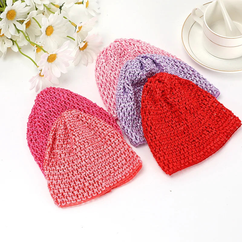 20/80pcs Children Elastic Crochet Knitting Nightcap Soft Crochet Sleeping Hat for Baby Girls Relaxing Hair Mobcap Accessories