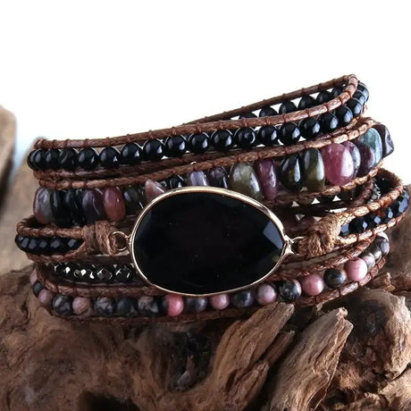 RH Fashion Handma Bohemian Jewelry Boho Bracelet Mixed Natural Stones Charm 5 Strands Wrap Bracelets Gift DropShipping