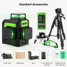 Huepar 12 Lines 3D Cross Line Laser Level Kit Osram Green Laser Beam Self-Leveling 360 Vertical Horizontal with Receiver Tripod