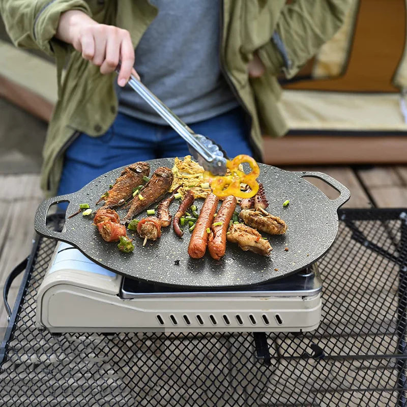 3Sizes Grill Pan Baking Dishes Pans Non-stick BBQ Grill Pan Induction Cooker for Outdoor Camping Cookware Bakeware Kitchen Tools