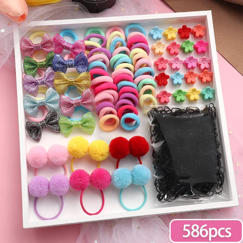 New Hair Bands Set Girls Elastic Rubber Band Nylon Headband Hair Accessories Kids Cute Ponytail Holder Headwear Hair Ropes