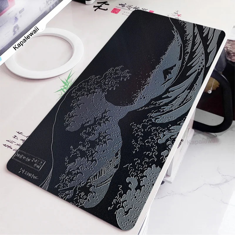 Black and White Wave Art Mouse Pad XXL 900x400mm Large Computer Mousepad Cool Gaming Cartoon Pad to Mouse Keyboard Desk Mice Mat