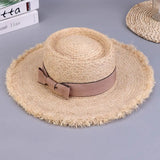 Wide Brim Sun Hats Fashion Flat Top Bowknot Panama Cap Floppy UV Protection Straw Hats Women