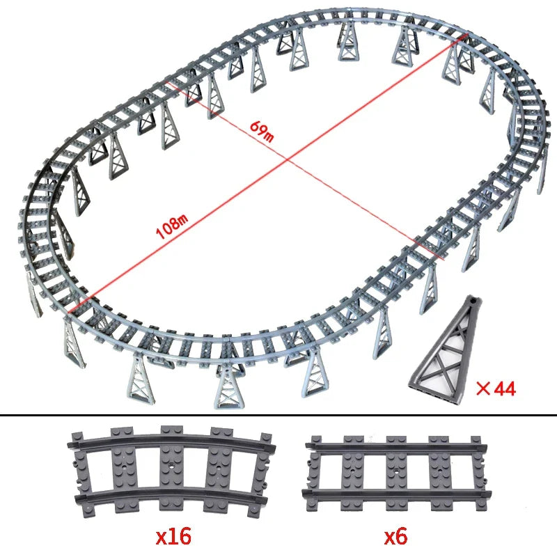 NEW City Trains Flexible Tracks Soft Straight Curved Rails Switch Building Block Creative Models Tailways Toys For Kids Gifts