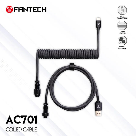 FANTECH AC701 Mechanical Keyboard Coiled Cable Type C Usb Port Cable Keyboard Aviator Desktop Computer Aviation Connector