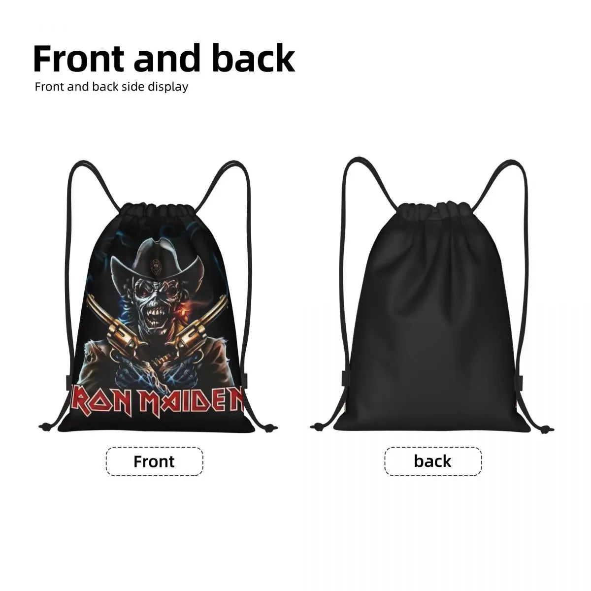 Heavy Metal Maidens Pirate Iron Drawstring Backpack Women Men Sport Gym Sackpack Foldable Training Bag Sack