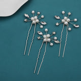 3pcs White Flower U Shaped Hairpin Pearl Elegant Hair Clips Hair Jewelry Accessories For Women Wedding Head Ornaments Hairpins