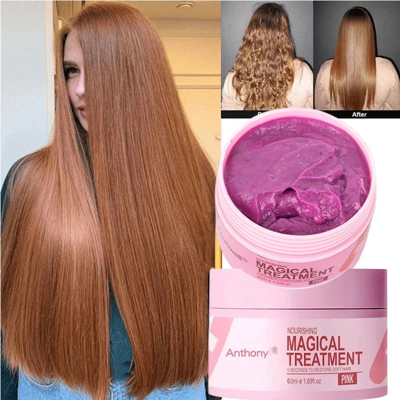 60ml Magical Hair Mask 5 Seconds Repair Damage Frizzy Soft Smooth Shiny Hair Deep Moisturizing Treatment Hair Root Scalp Care