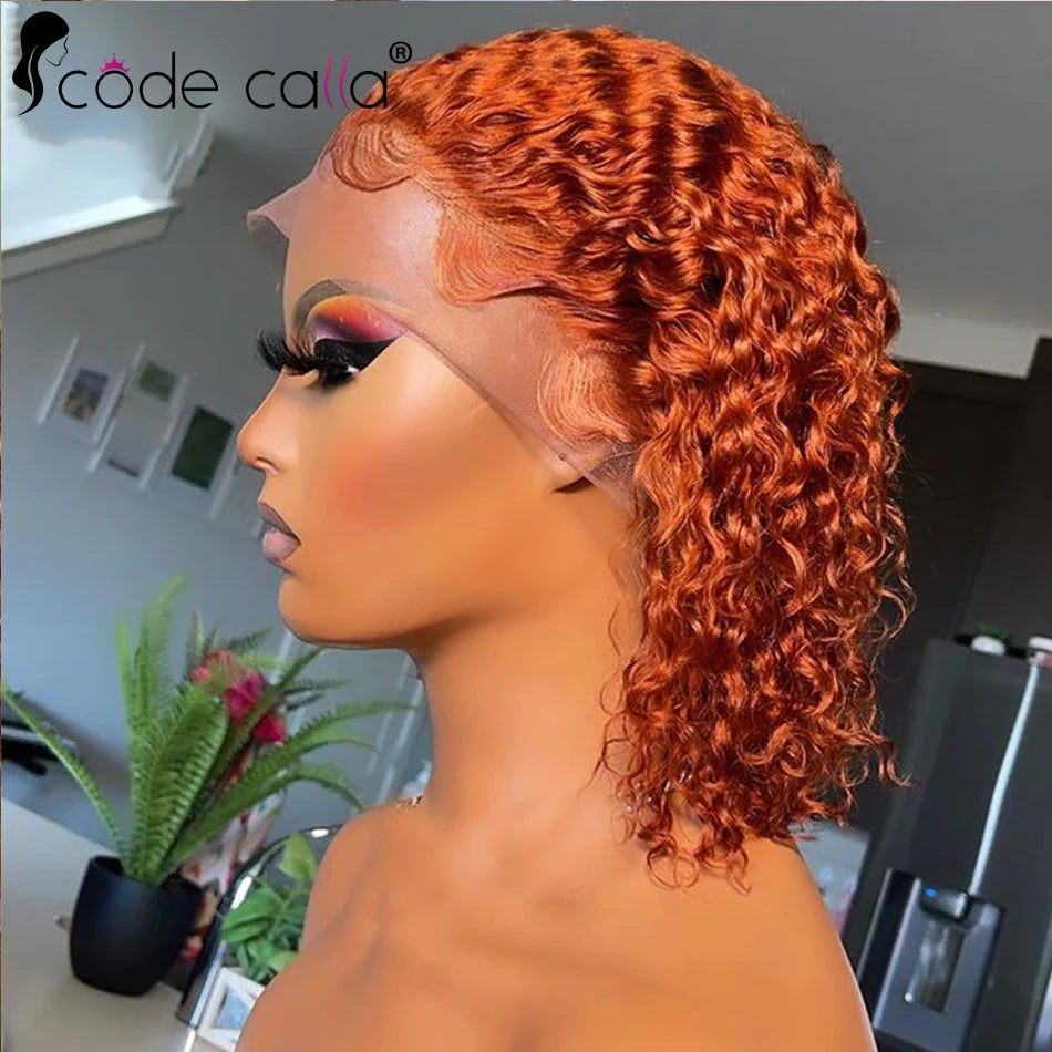 Ginger Lace Front Wig Human Hair HD Transparent 13x4 Lace Frontal Human Hair Wigs Colored Cosplay Orange Human Hair 180 Density