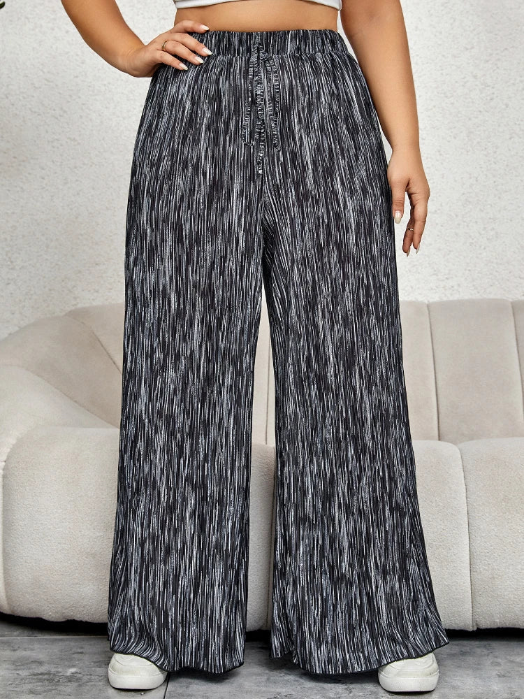 High Waist Pants for Women Printed Loose Wide Leg Plus Size Trousers Autumn Fashion Casual Elegant Streetwear Long Capris