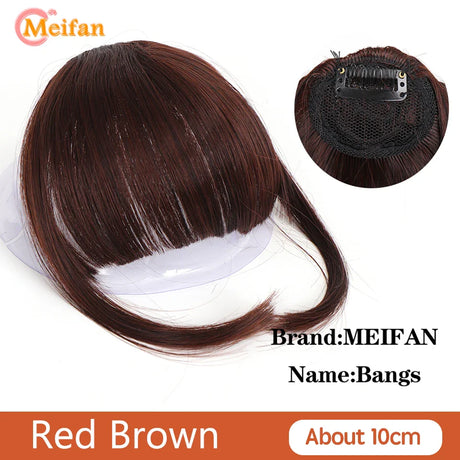 MEIFAN Synthetic False Bangs Clip-In Bangs Extension Natural Neat Fake Fringe Topper Hairpiece Invisible Clourse Hairpieces