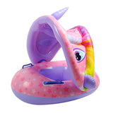 Cartoon Inflatable Baby Swim Ring Seat Floating Sunshade Toddler Swim Circle Bathtub Swimming Pool Beach Party Outdoor Water Toy