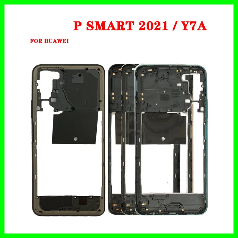 Full Housing For Huawei Y7A / P Smart 2021 LCD Middle Frame Front Bezel Holder Back Battery Cover Glass Housing Rear Door