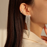 New Luxury Rhinestone Women's Earrings Tassel Crystal Hanging Earrings Wedding Shiny Statement Party Jewelry