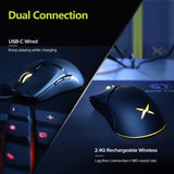 Delux M800 RGB 2.4Ghz Wireless Gaming Mouse Dual Mode 16000 DPI Lightweight Ergonomic 1000Hz Mice with Soft rope Cable