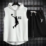 Summer Men's Two Piece Set CasualT-Shirt and Shorts Set Mens Sports Suit Fashion Short Sleeve Tracksuit Hooded T-shirt