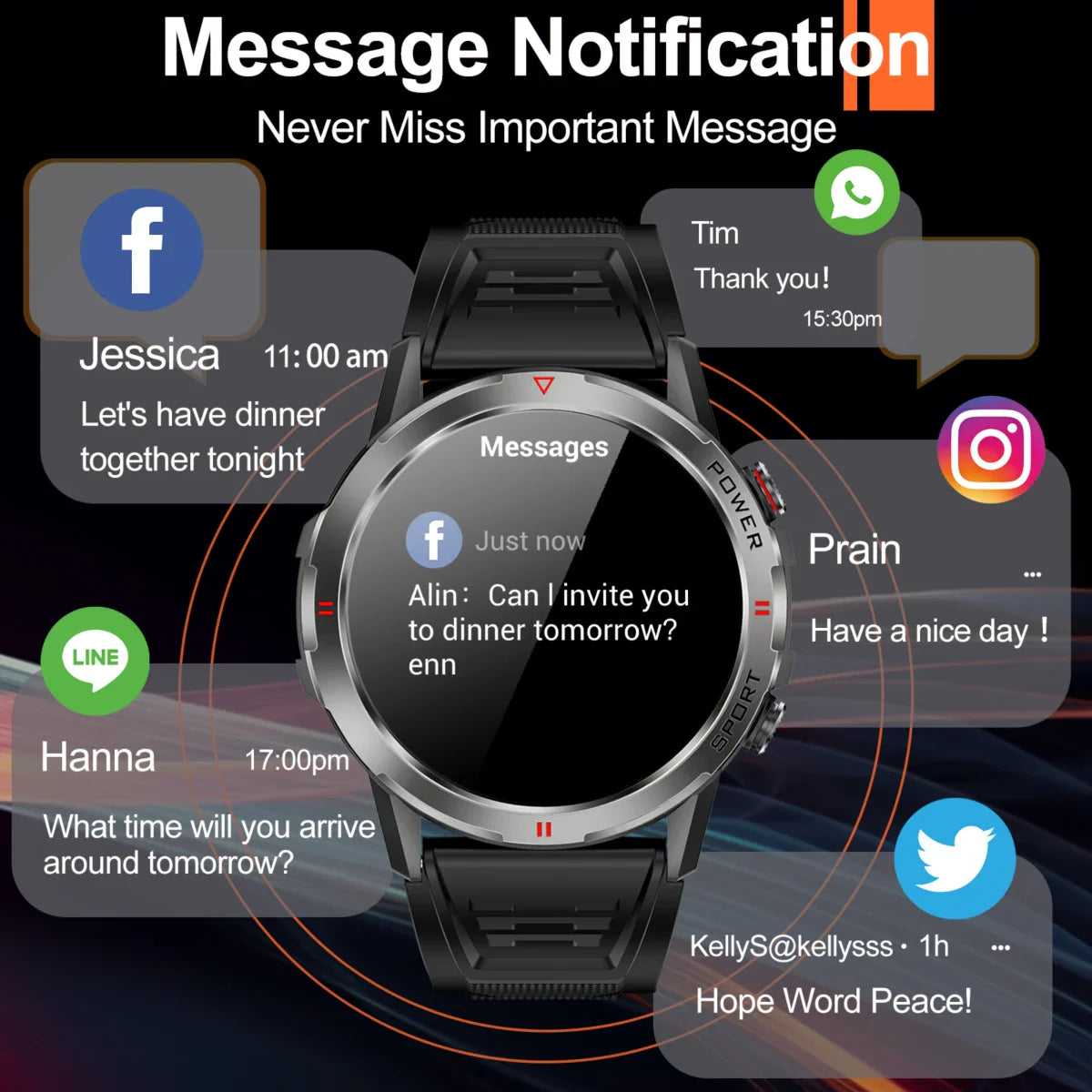 WEOFLY Smart Watch 1.43inch Large AMOLED Screen BlE5.2 Calling Wristband Heart rate detection Men Sport Smartwatch Outdoor