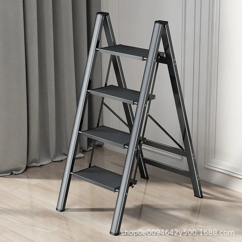 Multi functional folding ladder aluminum alloy high stool kitchen load bearing 300kg step chair widened 3 steps