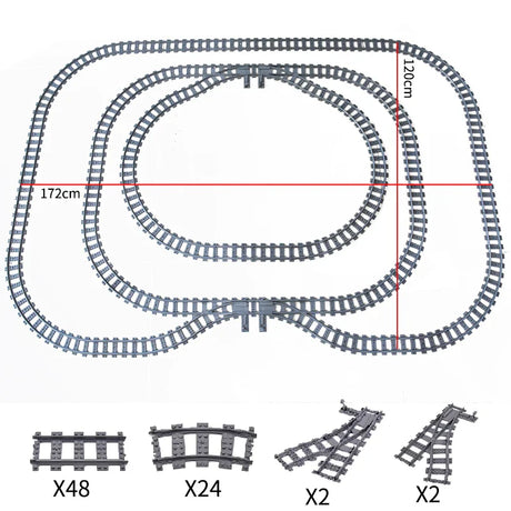 MOC Railway Track For Train Tracks Straight Curved Soft Rails Track Building Block Bricks DIY Trains Rail Boys Toys For Children