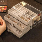 New three layer clear drawer earrings bracelet Jewelry storage box Earrings ring jewelry jewelry box