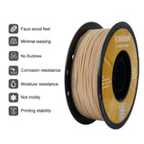 KINGROON 3D Printer Filament Wood PLA 1.75mm 1kg Spool Wood-based Printing Material , Wood-like 3D Printer Model