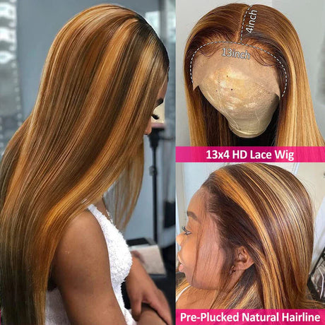 Highlight Bone Straight Human Hair Wig Hd Lace Wig 13x6 Human Hair On Sale Clearance Brazilian Highlight Glueless Human Hair Wig