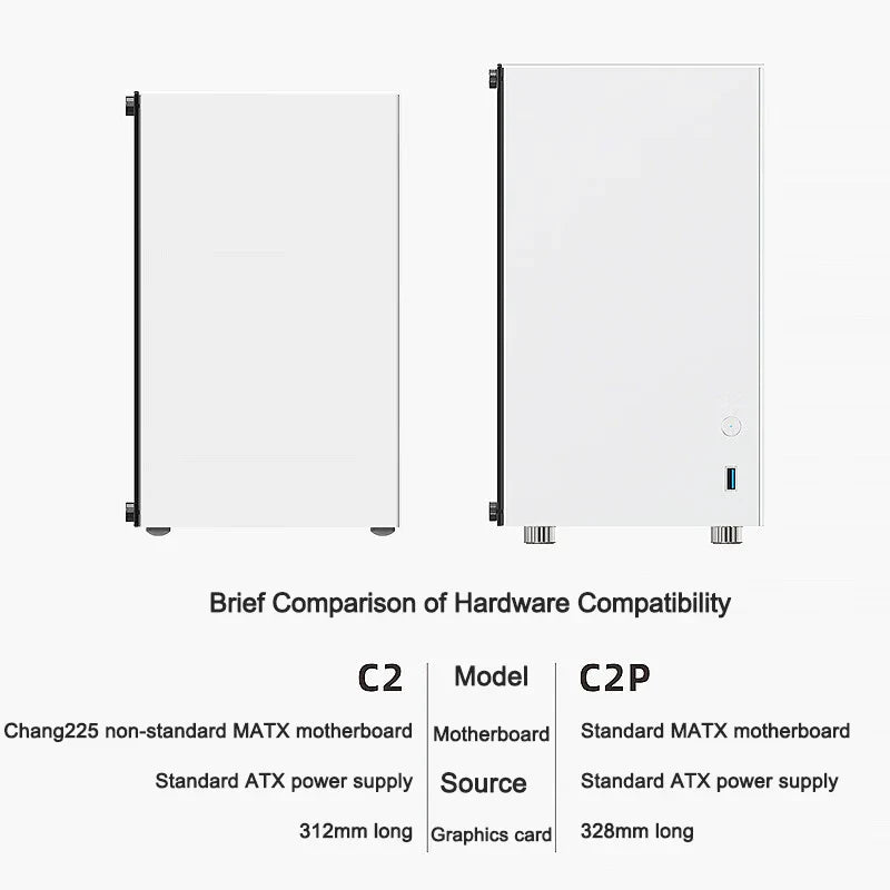 ZZAW C2 C2P M-ATX Computer Case Side Transparent MINI-ITX All Aluminum Desktop Office Small Chassis Supports Long Graphic Card