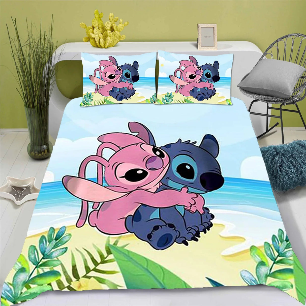 Disney Stitch Cartoon Duvet Cover Anime Set Comforter King Size Bedding Quilt Cover Queen Twin Size Children Grade A Printed