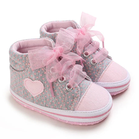 Pink Baby Shoes Princess Fashion Sneakers Infant Toddler Soft sole Anti Slip First Walkers 0-1 year old baby Christening Shoes