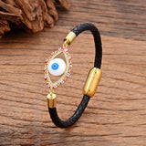 Luxury Colourful Oil Drip Blue Evil Eye Bracelets For Women Handmade Shiny Zircon Crystal Charm Bracelets Lucky Jewelry Gifts