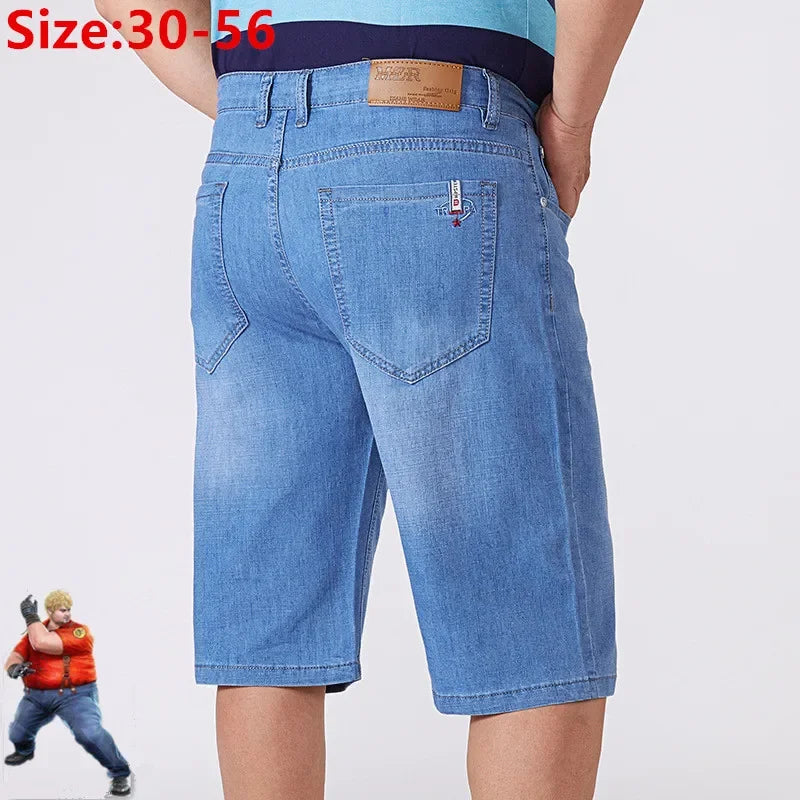 Jeans Men Denim Shorts Summer Blue Plus Size Big 44 46 48 52 56 Male Half Trousers High Waist Short Stretched Masculino Hombre