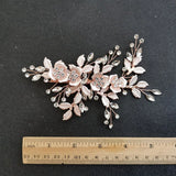 SLBRIDAL Handmade Golden Austrian Crystals Rhinestones Flower Leaf Wedding Hair Clip Barrettes Bridal Headpiece Hair accessories