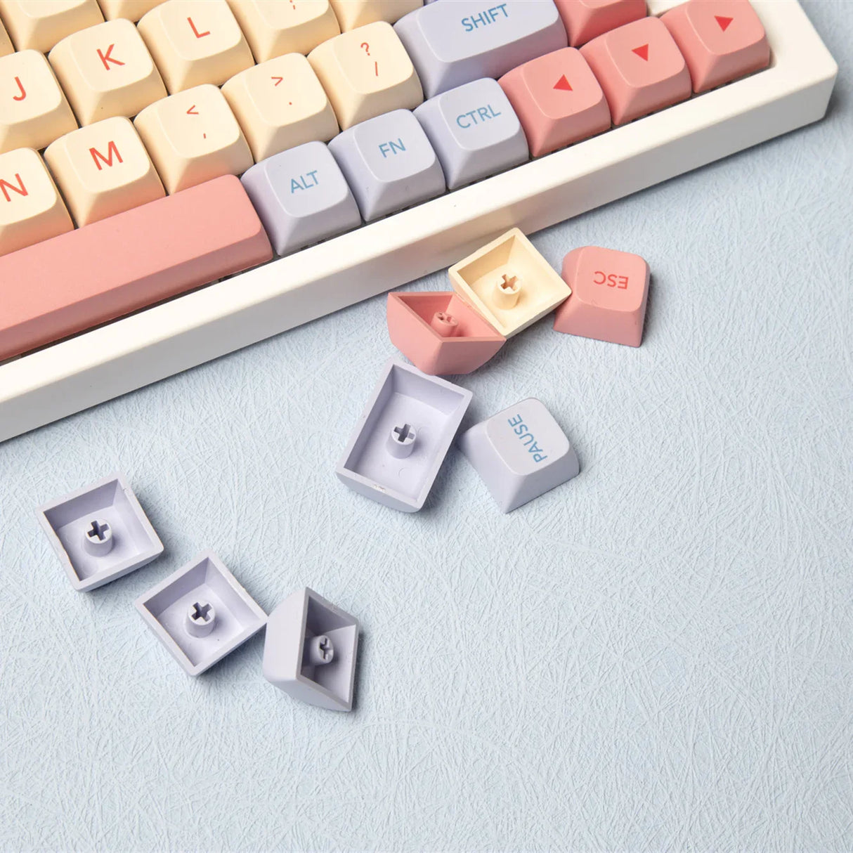 Cute Cotton Candy Keycaps XDA Profile 132 Key Replaceable Support for 61/64/68/78/84/87/96/980/108 Mechanical Keyboards