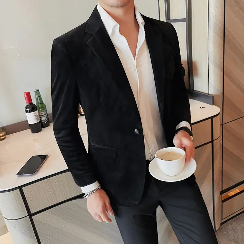 High Quality Fashion All Fashion Casual Solid Color Handsome Smart Casual  Four Seasons  Blazers  Polyester  Single Breasted