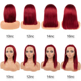 99J Straight Bob Wigs Lace Front Human Hair Wigs 13x4 Lace Frontal Human Hair Wig Burgundy Straight Short Human Hair Bob Wigs