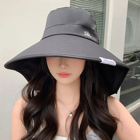 Women Outdoor Fisherman Hat Wide Brim Bucket Hat with Neck Cover Summer Breathable Mesh Sun Protection Visor Anti UV Cap