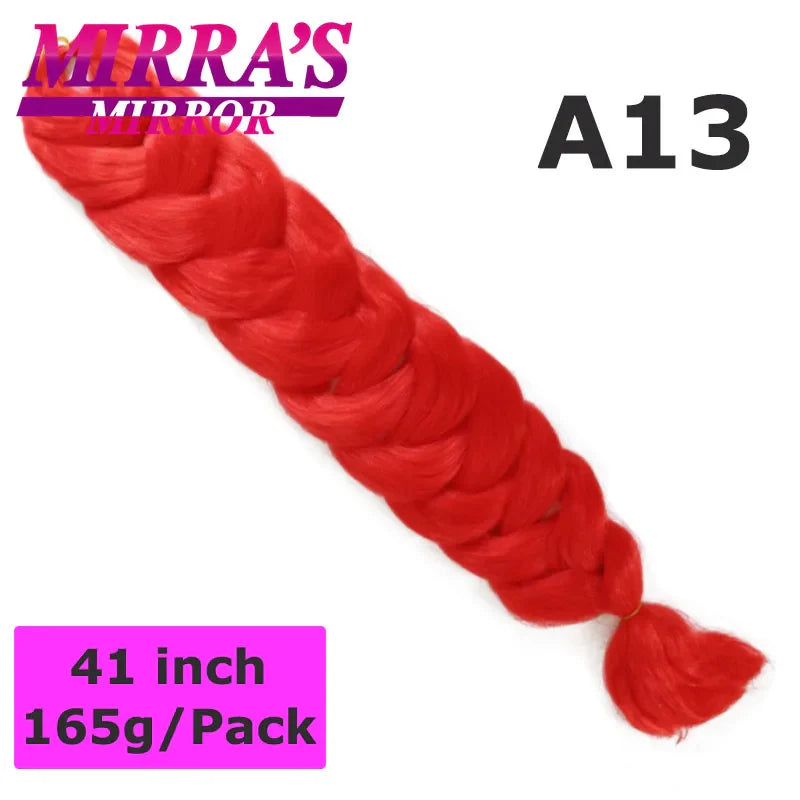 Mirra's Mirror 5 Packs Long Braiding Hair 82 Inch Jumbo Braid Hair Extensions Pure White Yellow Red Blue Synthetic Hair For Bulk