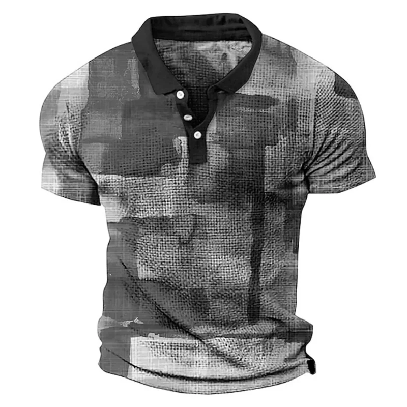 Plaid Men's Polo Shirts 2024 New Fashion Business Short-sleeved T Shirt Oversized Lapel Tops Tees Summer Casual Men Clothing