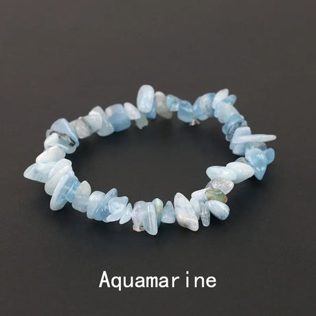 Natural Crystal Gemstone Irregular Energy Stone Bracelet Beads Chips Jewelry Amethys Aquamarine Rose Quartz Bracelets for Women