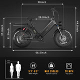 Electric Bike,52V 60Ah Electric Commuting Bike,200Miles Long Range, Peak 1200W Power Ebike for Adults, Electric Bicycle